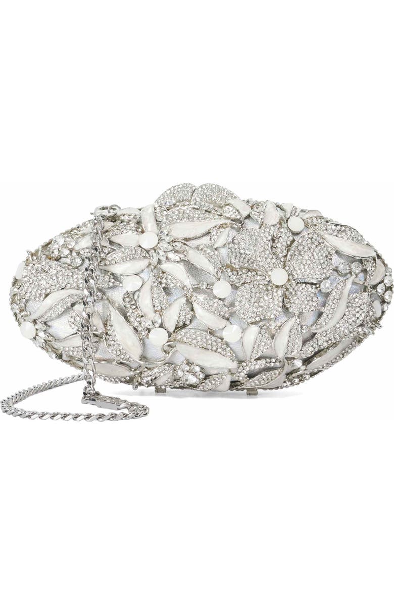 Dune London Brides Crystal Embellished Minaudière, Main, color, Silver