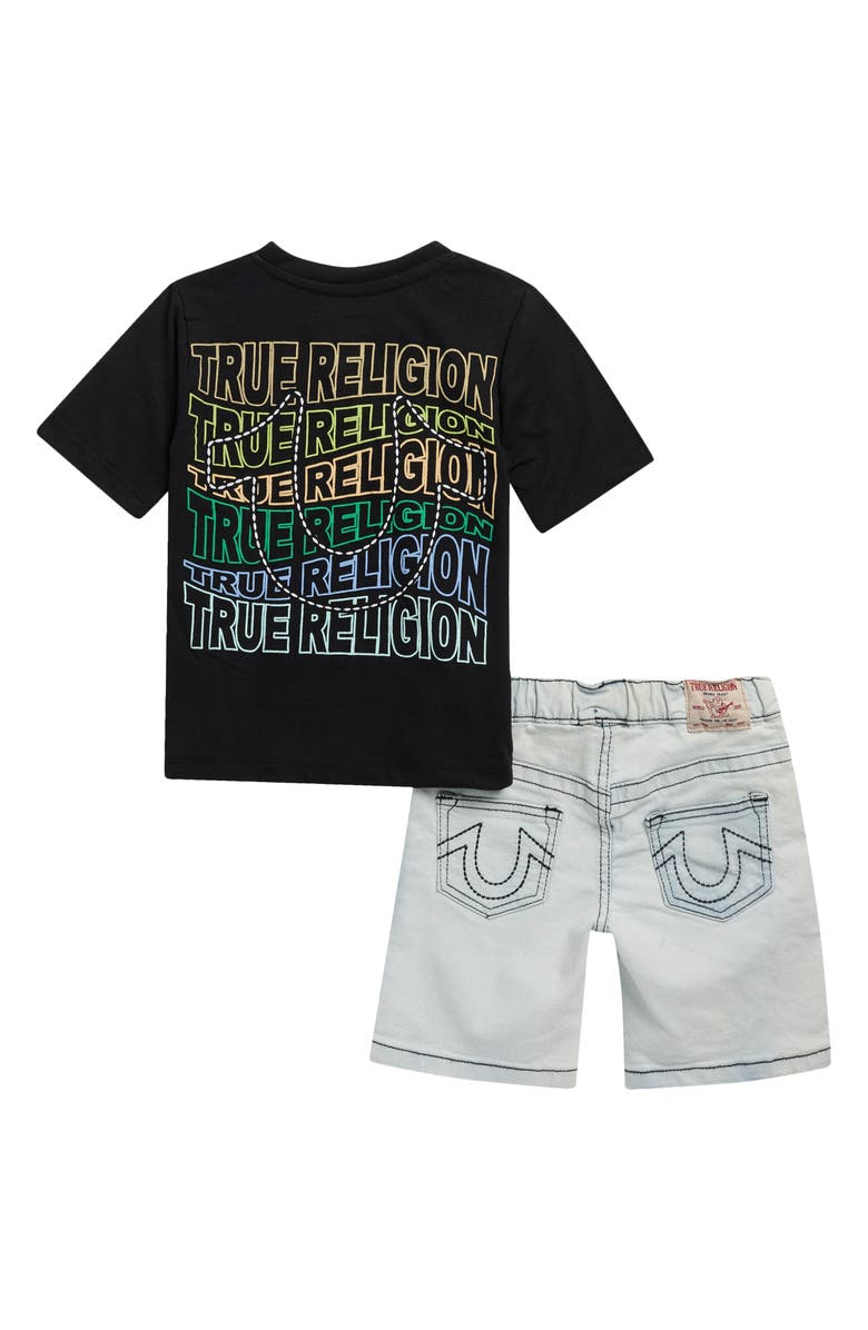 True Religion Kids' Logo Graphic T-Shirt & Denim Shorts Set, Alternate, color, Black