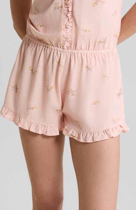 Solia Floral Swiss Dot Ruffle Trim Sleep Romper