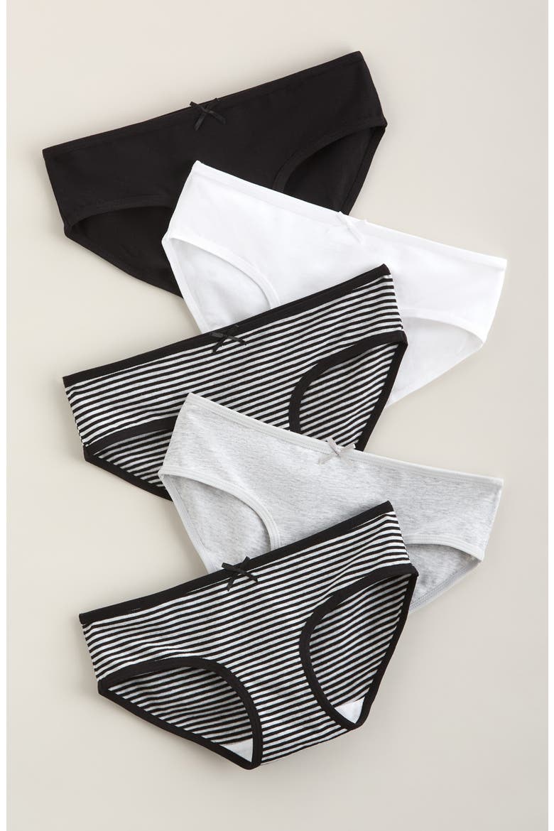 Kids' Assorted 5-Pack Stretch Cotton Hipster Briefs, Main, color, BLACK- GREY PACK
