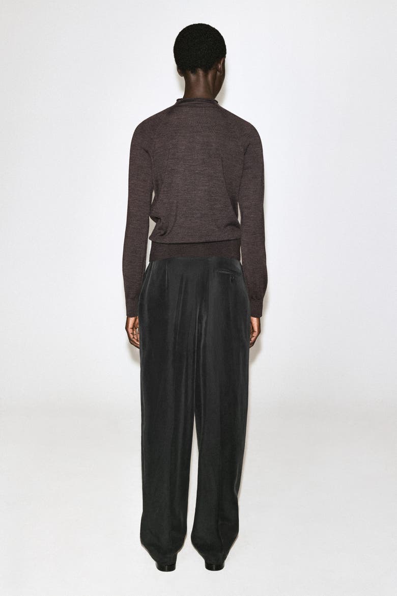 Merino Wool Mock-Neck Cardigan, Alternate, color, BROWN MÉLANGE