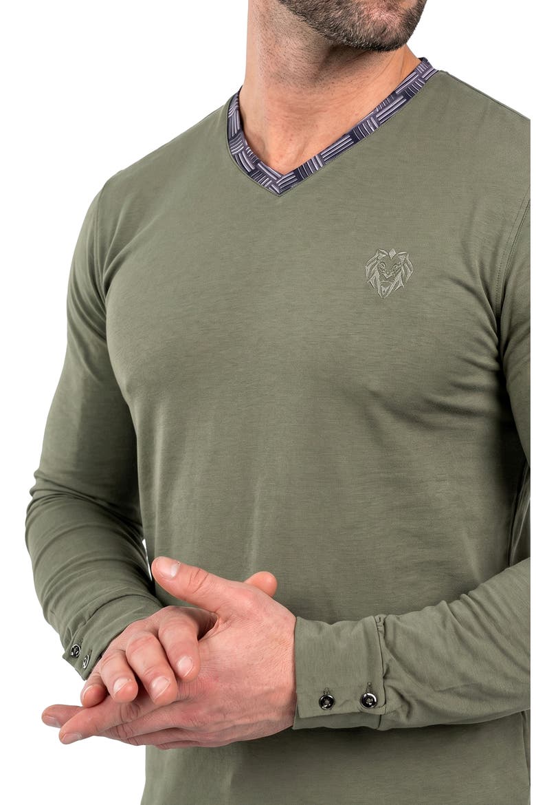 Edison Stretch Cotton Long Sleeve V-Neck T-Shirt, Alternate, color, GREEN