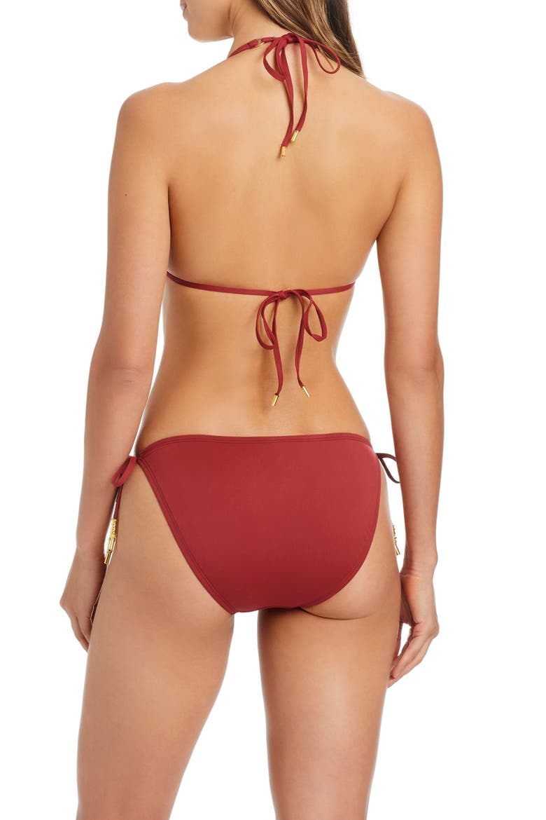 Side Tie Hipster Bikini Bottoms, Alternate, color, BARCELONA RED