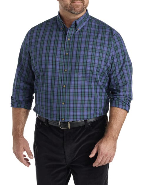 Big & Tall Easy-care Small Plaid Sport Shirt V2