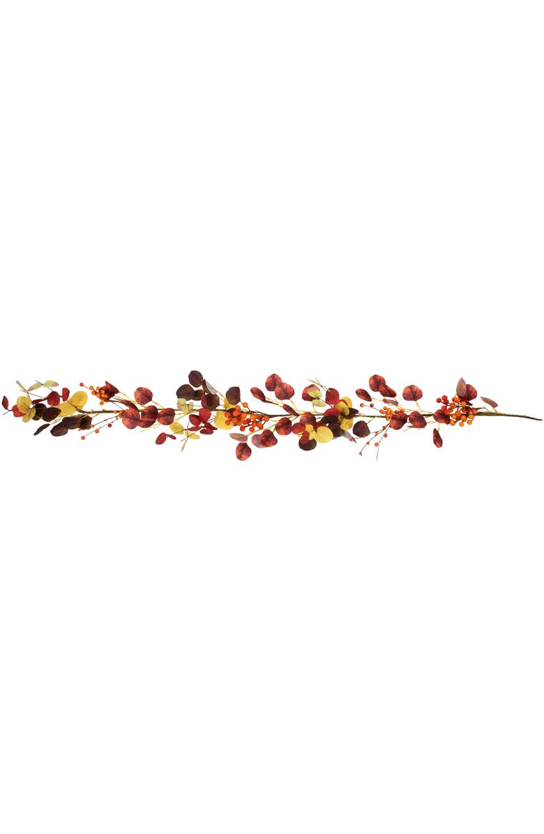 Northlight Berries and Eucalyptus Leaves Artificial Fall Harvest Garland - 5' x 8", Main, color, Red