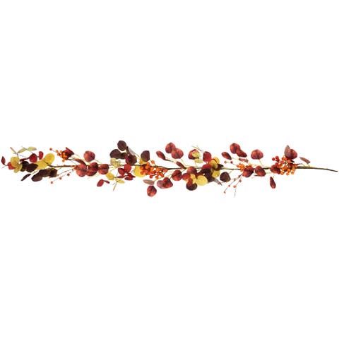 Berries and Eucalyptus Leaves Artificial Fall Harvest Garland - 5' x 8"