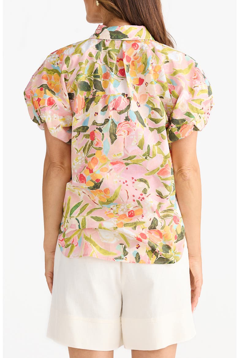 Meadow Floral Puff Sleeve Button-Up Top, Alternate, color, ZOES GARDEN