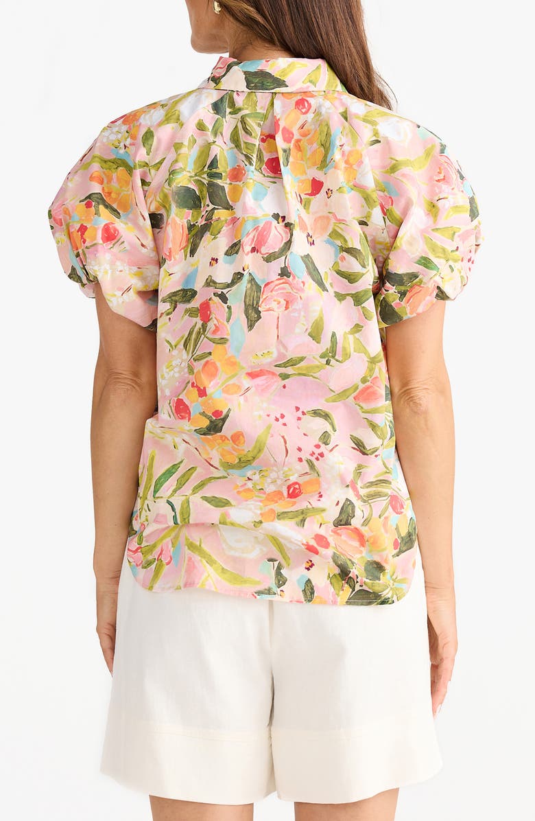 Brave+True Meadow Floral Puff Sleeve Button-Up Top, Alternate, color, Zoes Garden