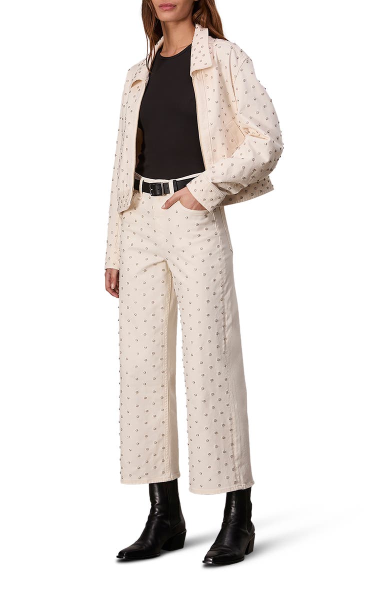 rag & bone Andi Imitation Pearl Studded High Waist Ankle Wide Leg Jeans, Alternate, color, 