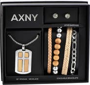 AMERICAN EXCHANGE Men's Necklace, Bracelets & Earrings Gift Set