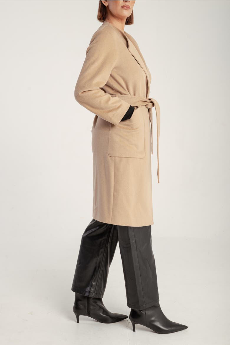 Cashmere Belted Lapel Coat, Alternate, color, Yellow Camel