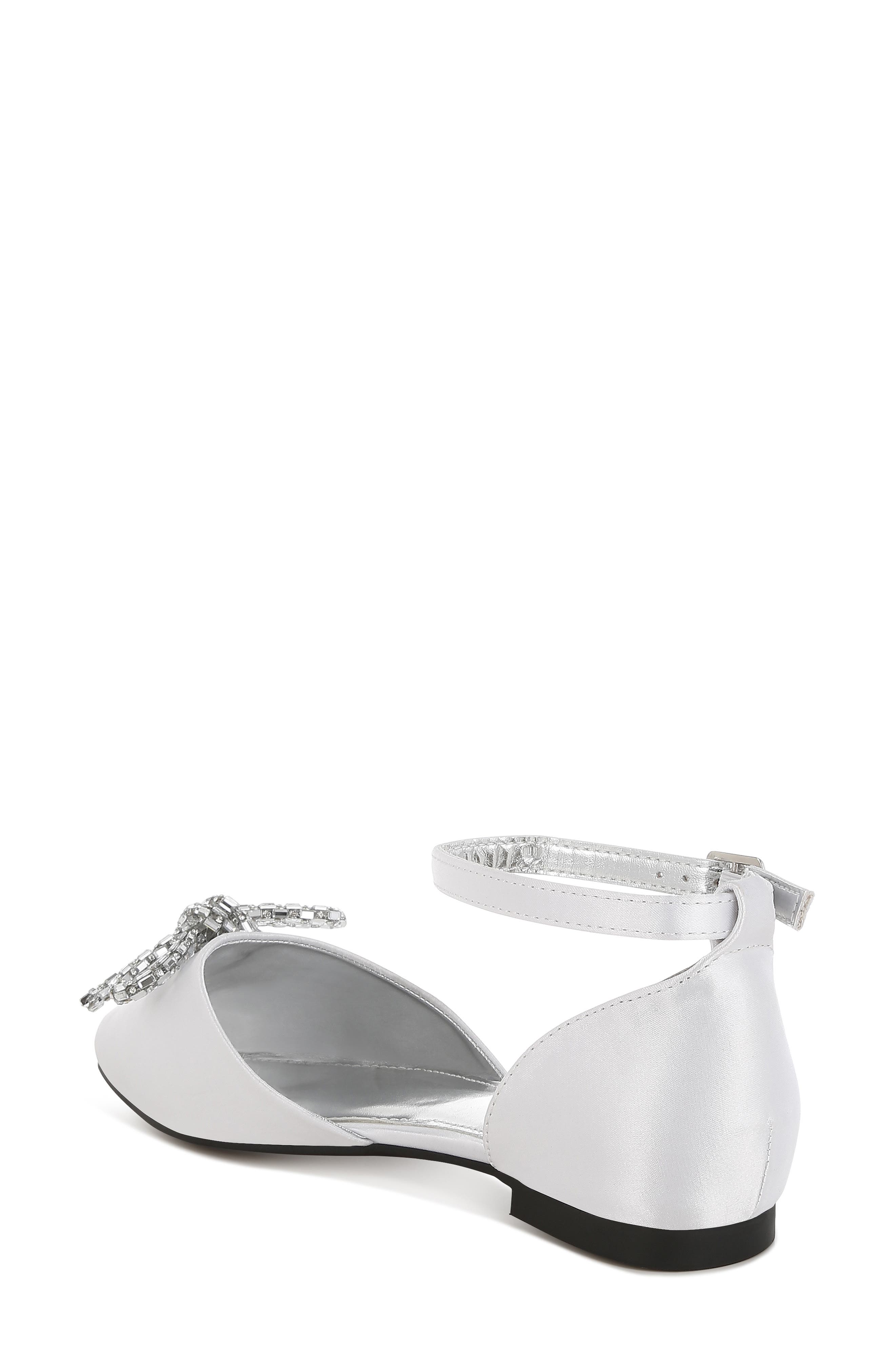Rag & Co Simina Embellished Ankle Tie Flat, Alternate, color, White