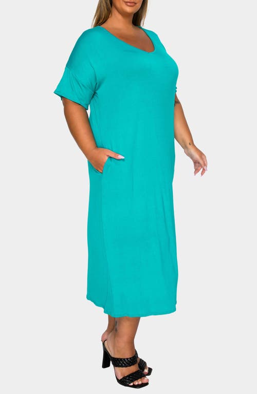 L I V D Olivia Short Sleeve Midi Dress In Blue