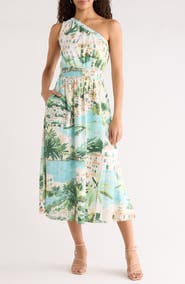 SUGARLIPS Piti Town Islay Smocked One-Shoulder Midi Dress