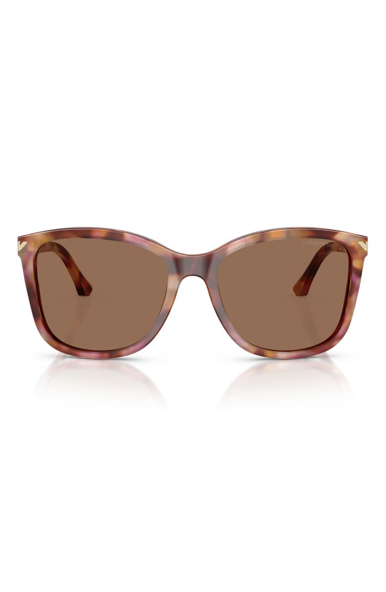 Emporio Armani 56mm Gradient Square Sunglasses, Main, color, Shiny Havana Red / Dark Brown