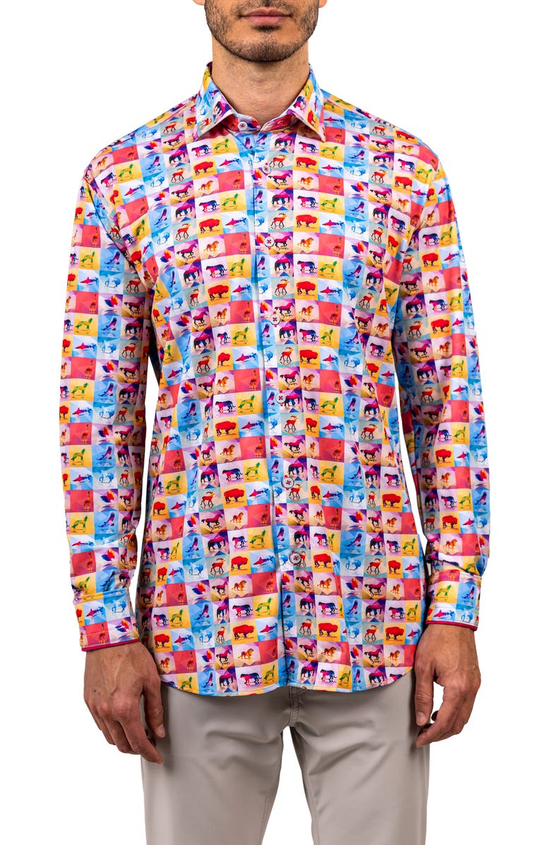 Maceoo Fibonacci Stretch Ascension 3307 Contemporary Fit Button-Up Shirt, Main, color, 