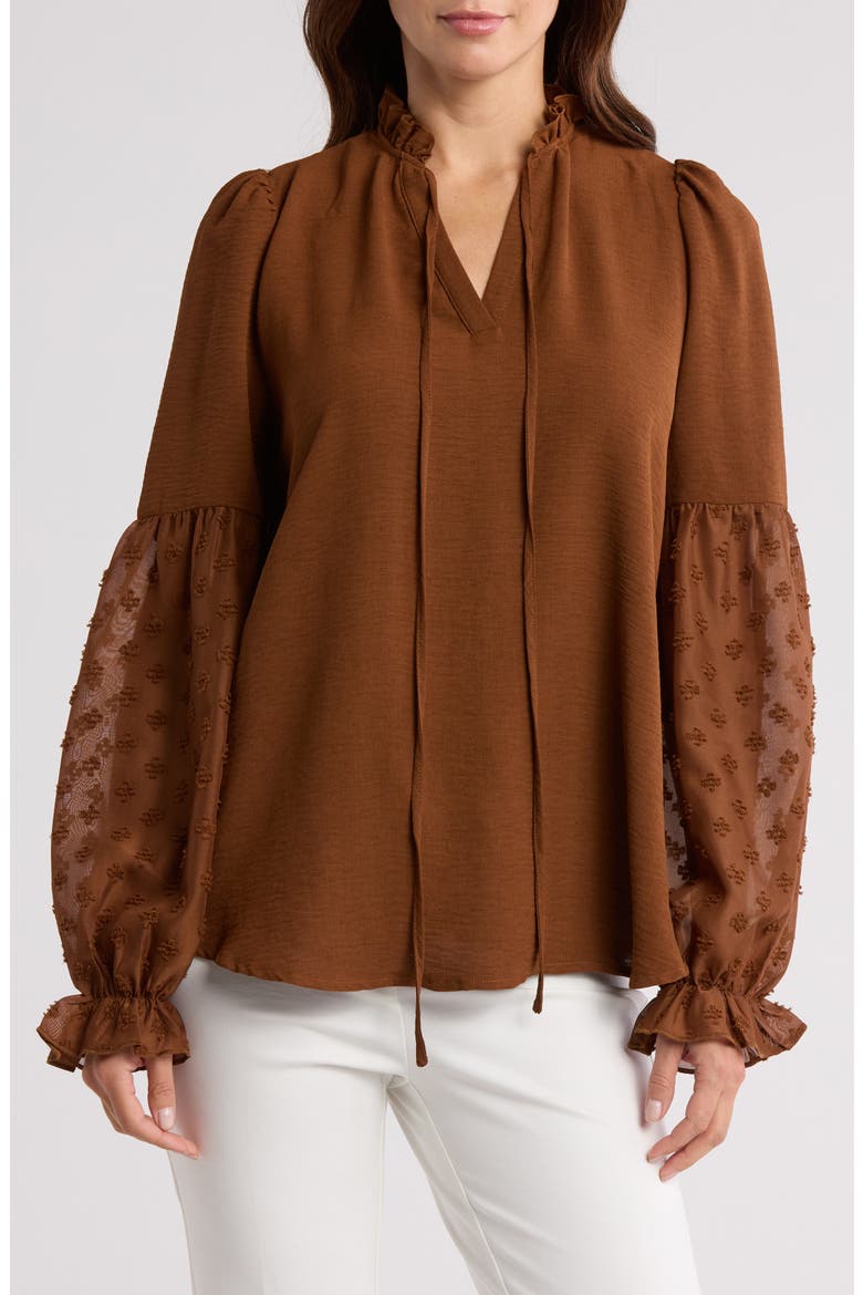 Mixed Media Top, Main, color, BROWN