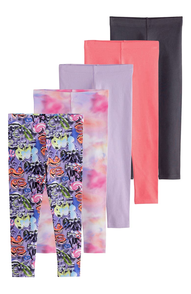 NEXT Kids' Rainbow 5-Pack Assorted Leggings, Main, color, 