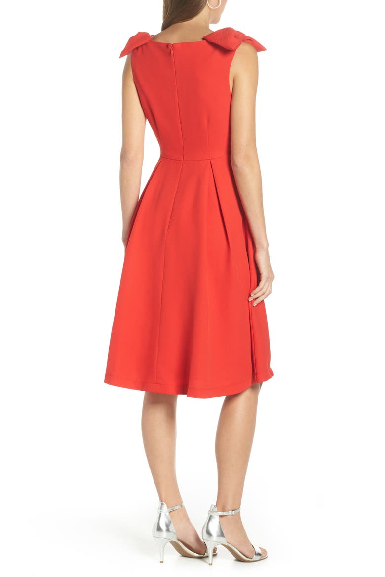 Bow Shoulder Dress, Alternate, color, RED