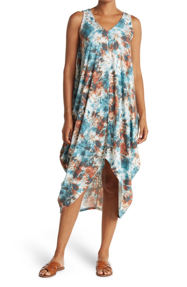 MSK French Terry Shark Bite Maxi Dress, Main, color,