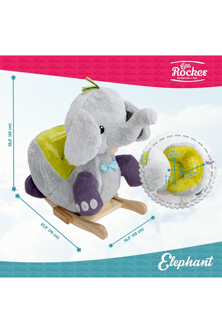 Little Rockers Elephant Wooden Plush Ride, Alternate, color, Multicolored