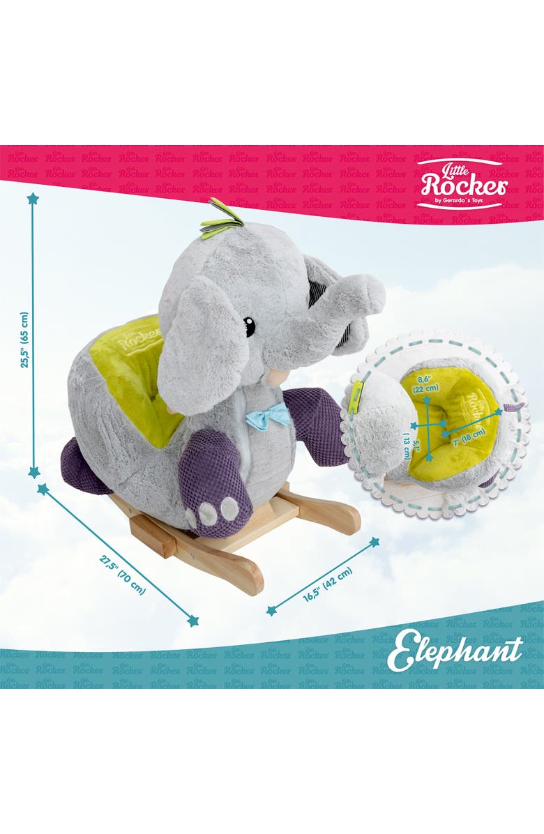 Gerardo´s Toys Little Rockers Elephant Wooden Plush Ride, Alternate, color, Multicolored