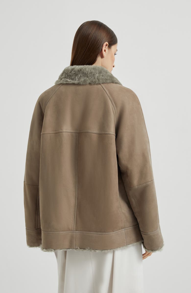 Brunello Cucinelli Fuzzy shearling outerwear jacket, Alternate, color, Light Brown