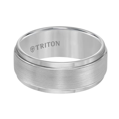 9MM Tungsten Carbide Ring with Brushed Finish and Step Edge