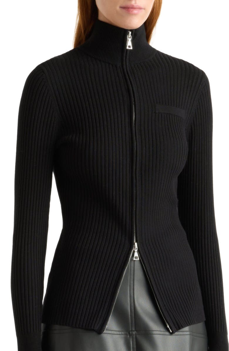 Modern Citizen Kaine Ribbed Two Way Zip Sweater, Alternate, color, Black
