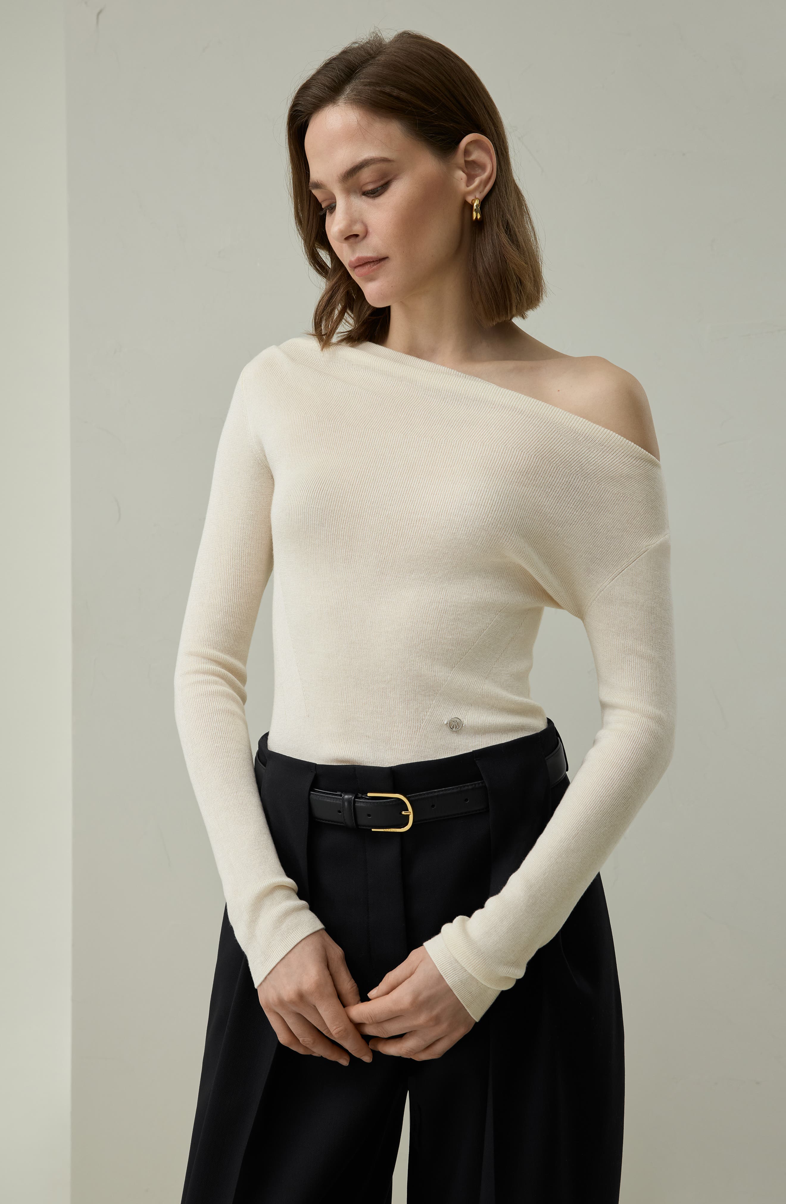 Lilysilk Elegant Off-Shoulder Silk-Cashmere Top (Women) | Nordstrom