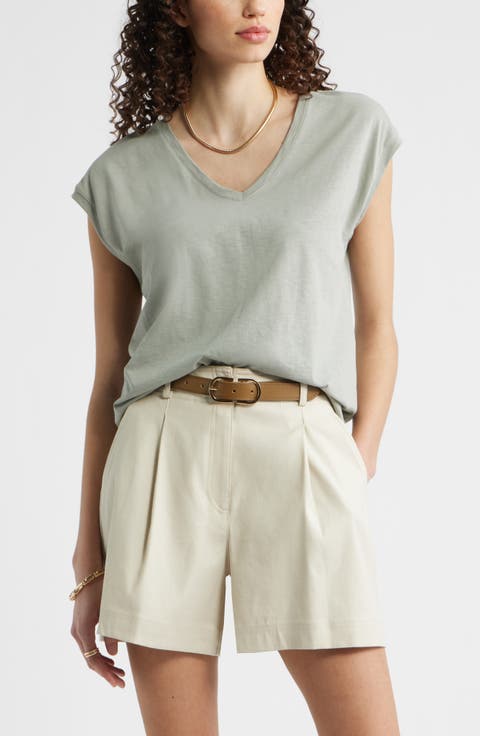 Sleeveless V-Neck Cotton T-Shirt