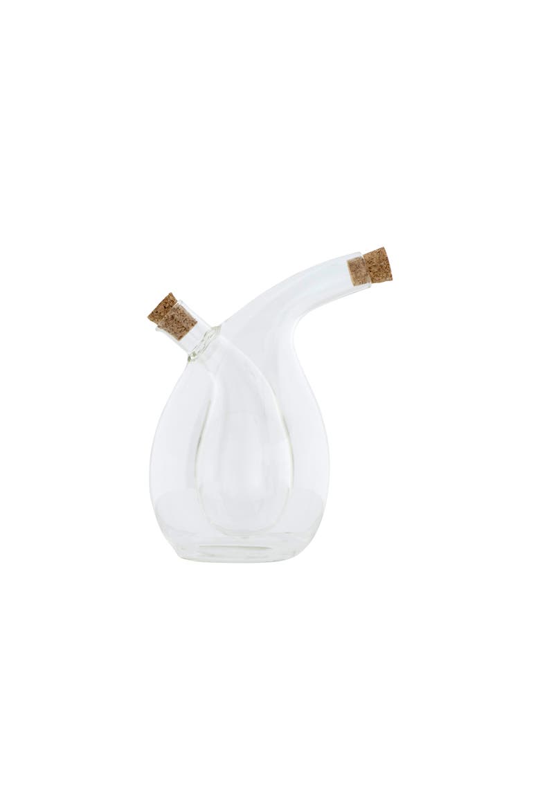 Clear Handblown Glass Two in One Oil & Vinegar Cruet with Cork Stoppers, Main, color, Clear