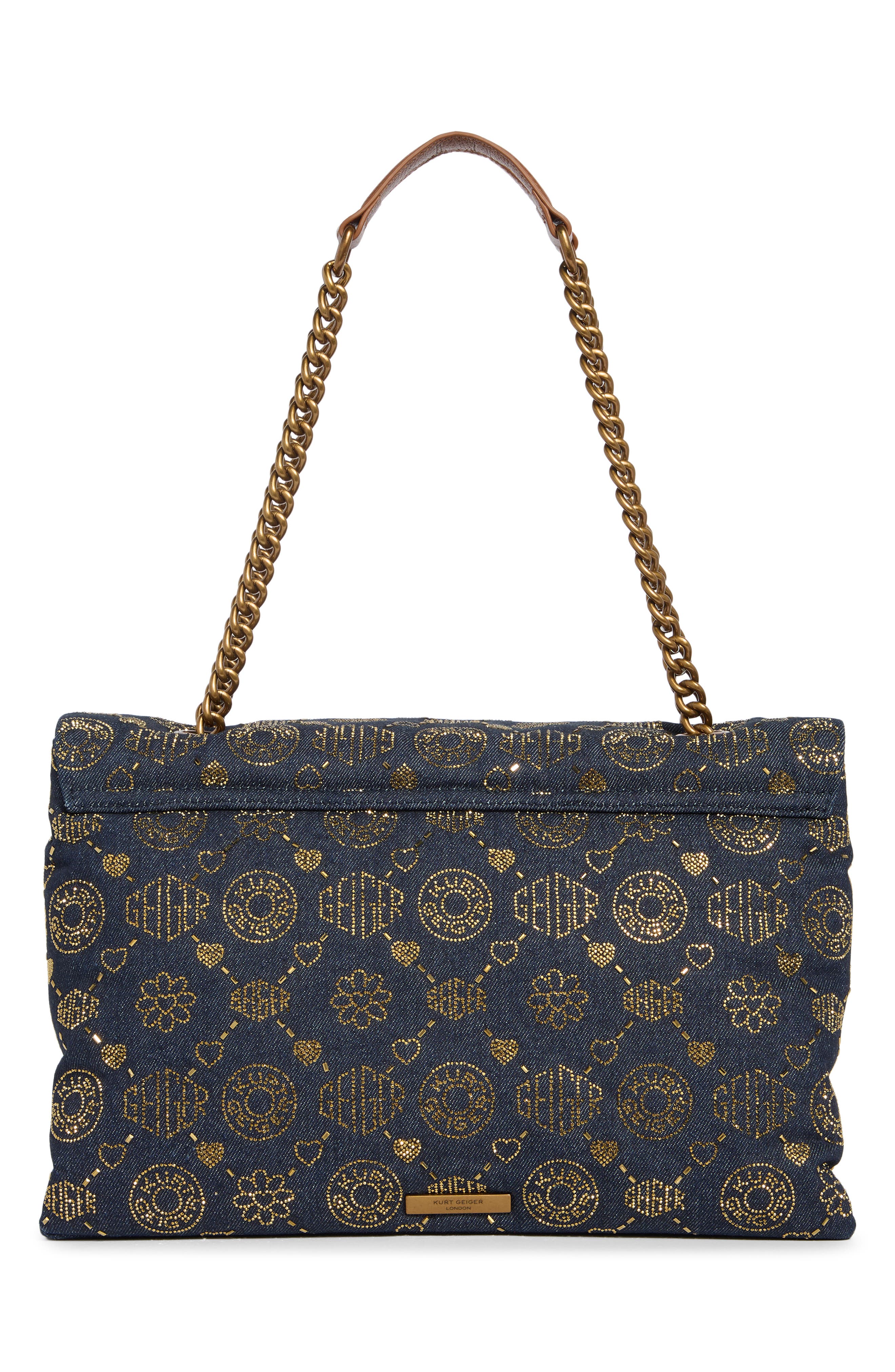 Kurt Geiger London XXL Battersea Denim Shoulder Bag, Alternate, color, Navy