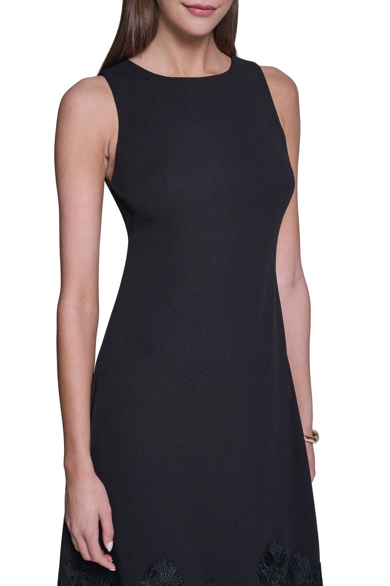 Lace Trim A-Line Dress, Alternate, color, BLACK