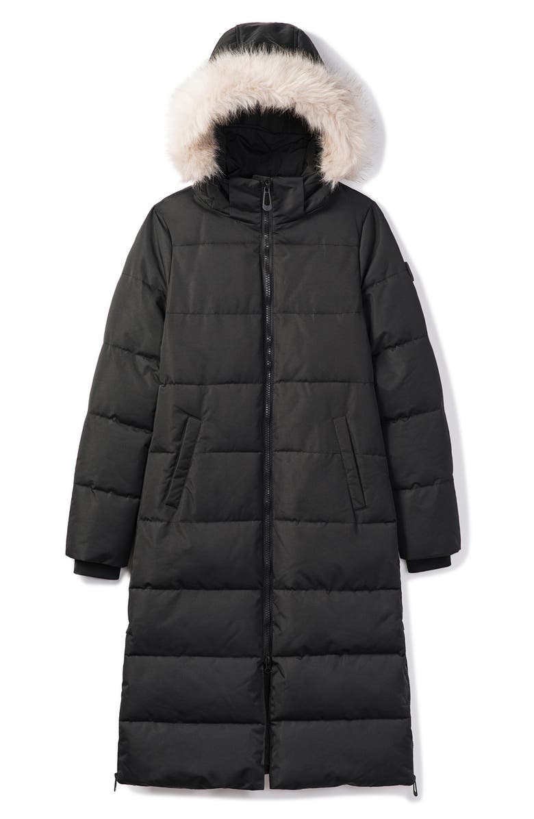 Noize Long Parka with Faux Fur Trim, Alternate, color, Black