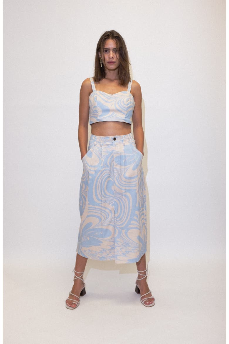 Kandran Printed Twill Pencil Midi Skirt, Alternate, color, Nuva Sky