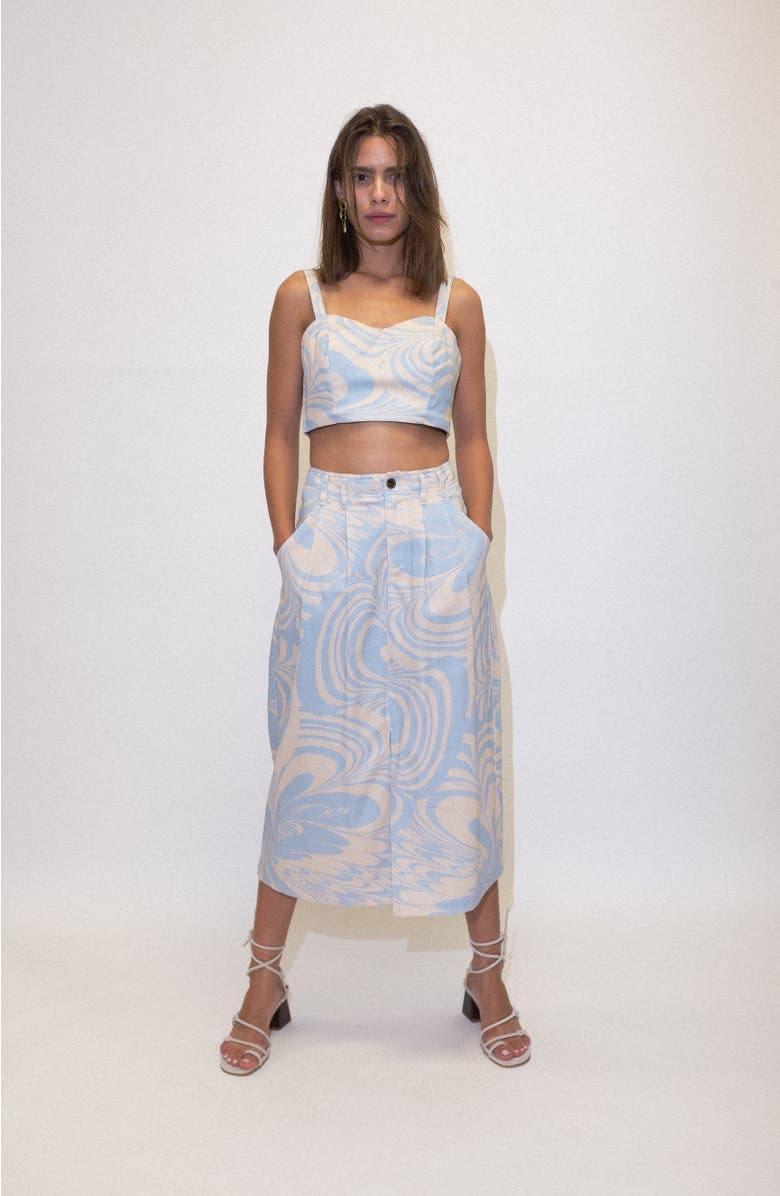 Untitled in Motion Kandran Printed Twill Pencil Midi Skirt, Alternate, color, Nuva Sky
