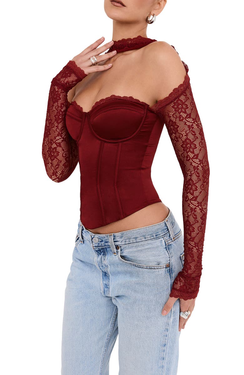 Mistress Rocks Lace Corset Top, Alternate, color, Cherry White