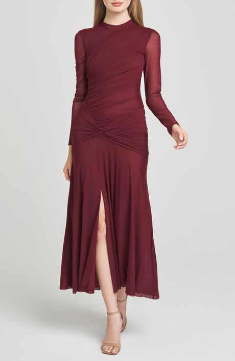 WAYF Selene Ruched Long Sleeve Dress