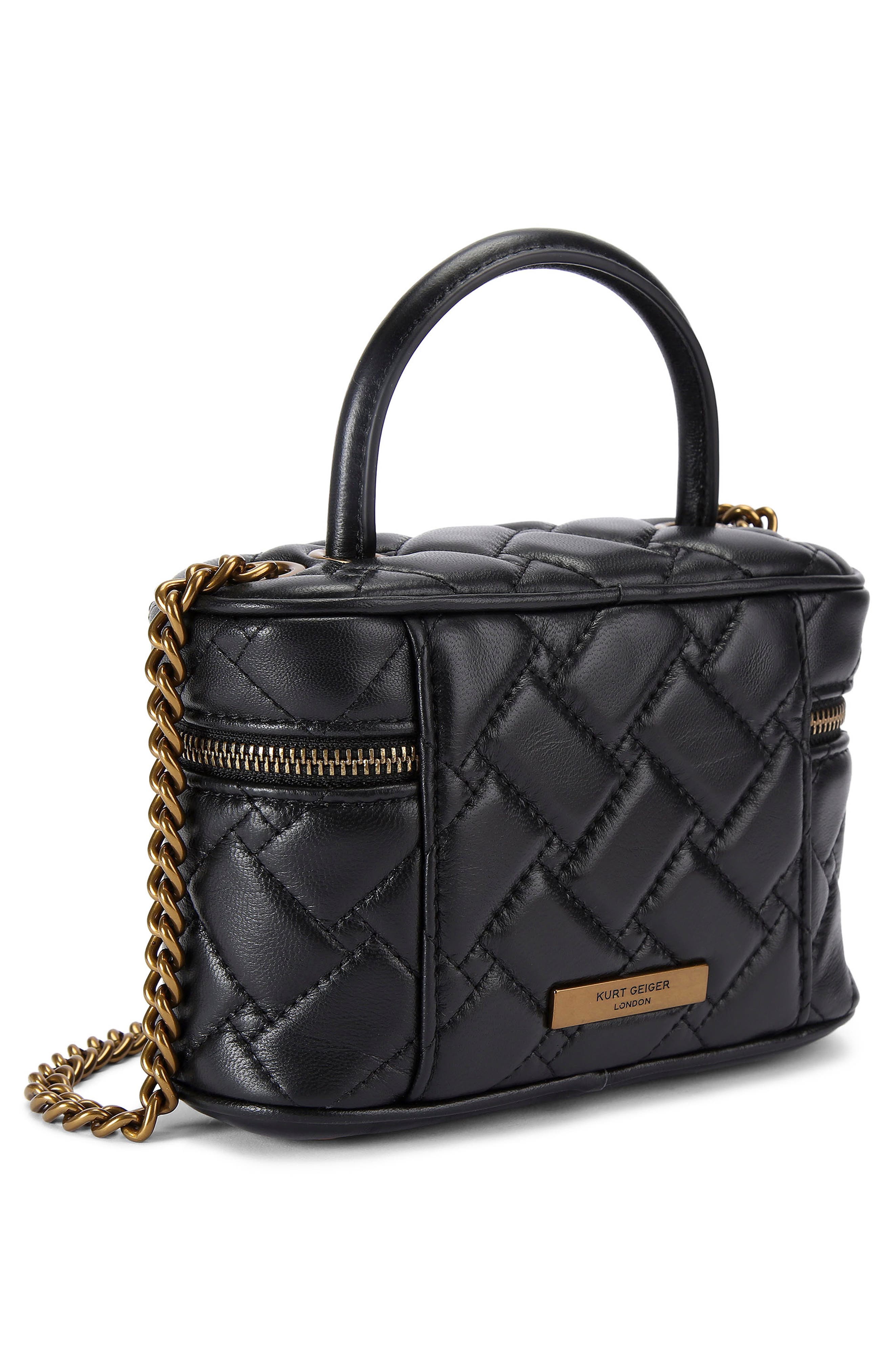 Kurt Geiger London Mini Kensington Quilted Leather Cosmetics Case, Alternate, color, 