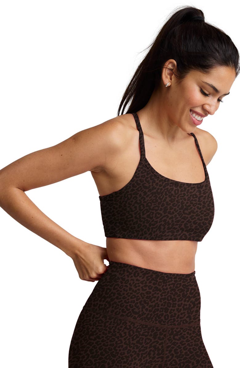 Beyond Yoga Softmark Slim Racerback Sports Bra, Alternate, color, Espresso Leopard