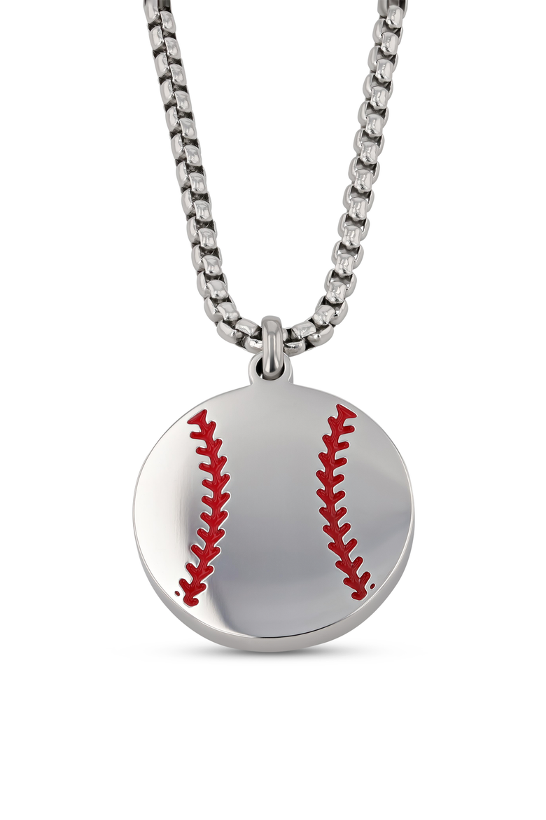 Stainless Steel Baseball Pendant Necklace, Main, color, 22in
