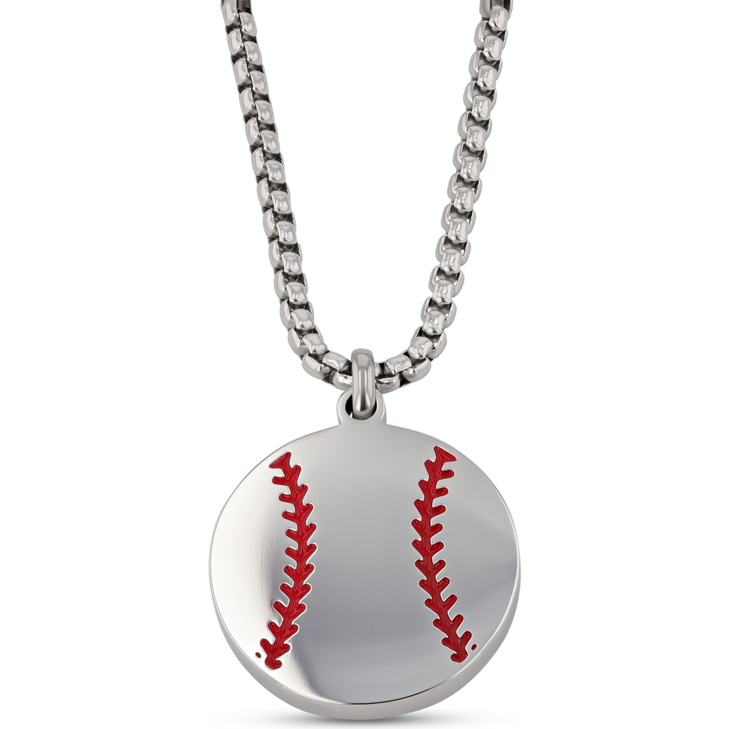 Larson Jewelers Stainless Steel Baseball Pendant Necklace in 22In  product