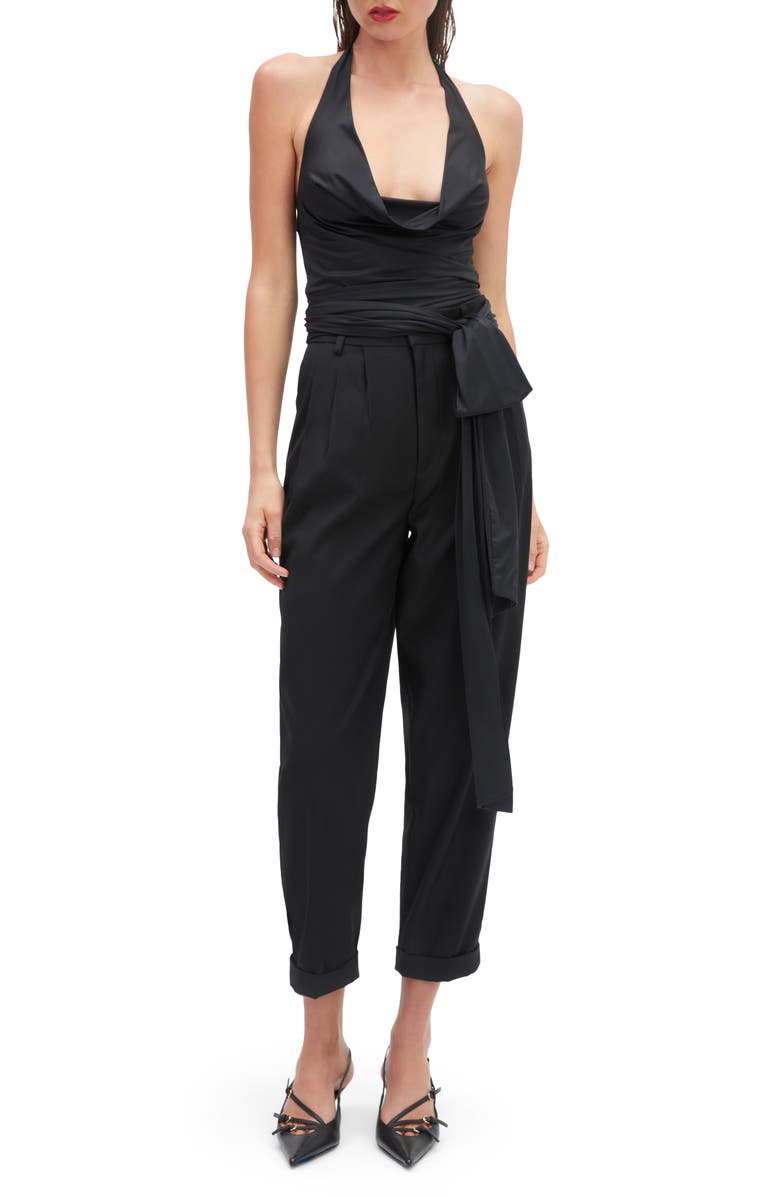 Bardot Francine Cowl Neck Halter Top, Alternate, color, Black