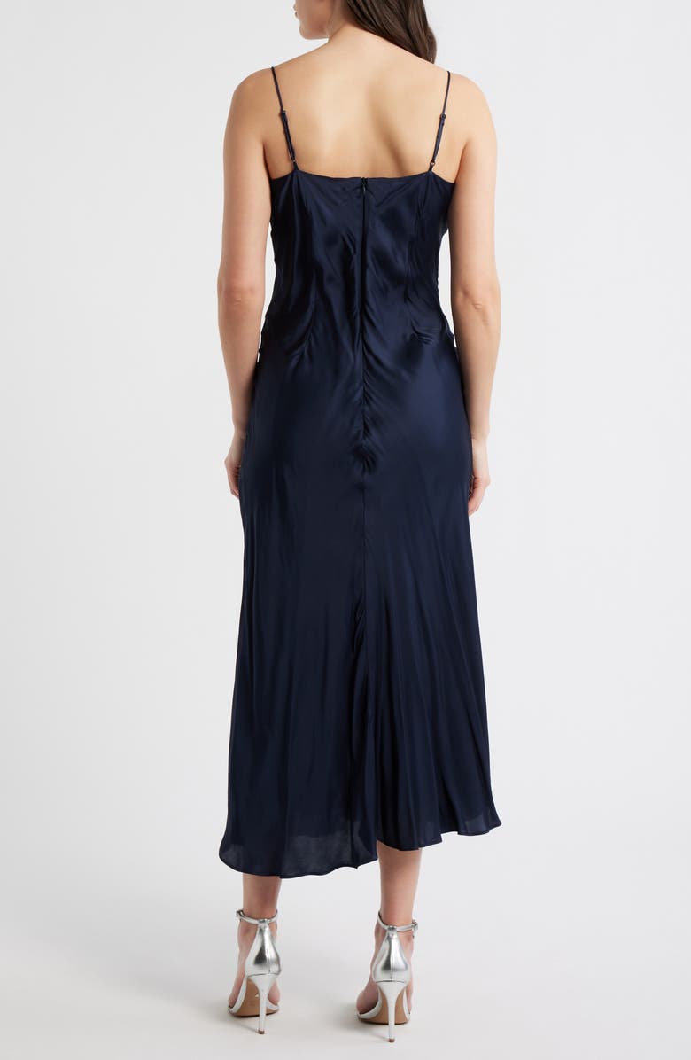 French Connection Oona Strappy Satin Midi Dress, Alternate, color, Marine