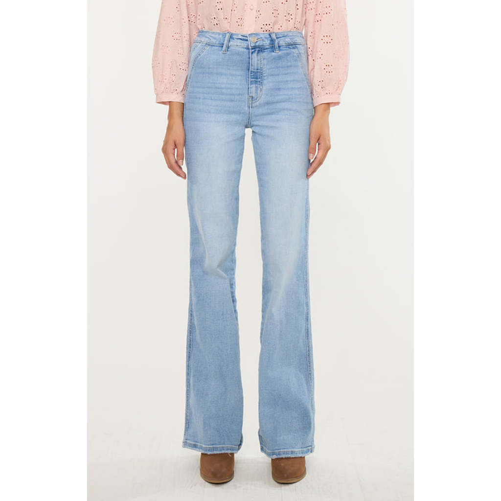 Kancan Jeanette Ultra High Rise Flare Jeans In Brown