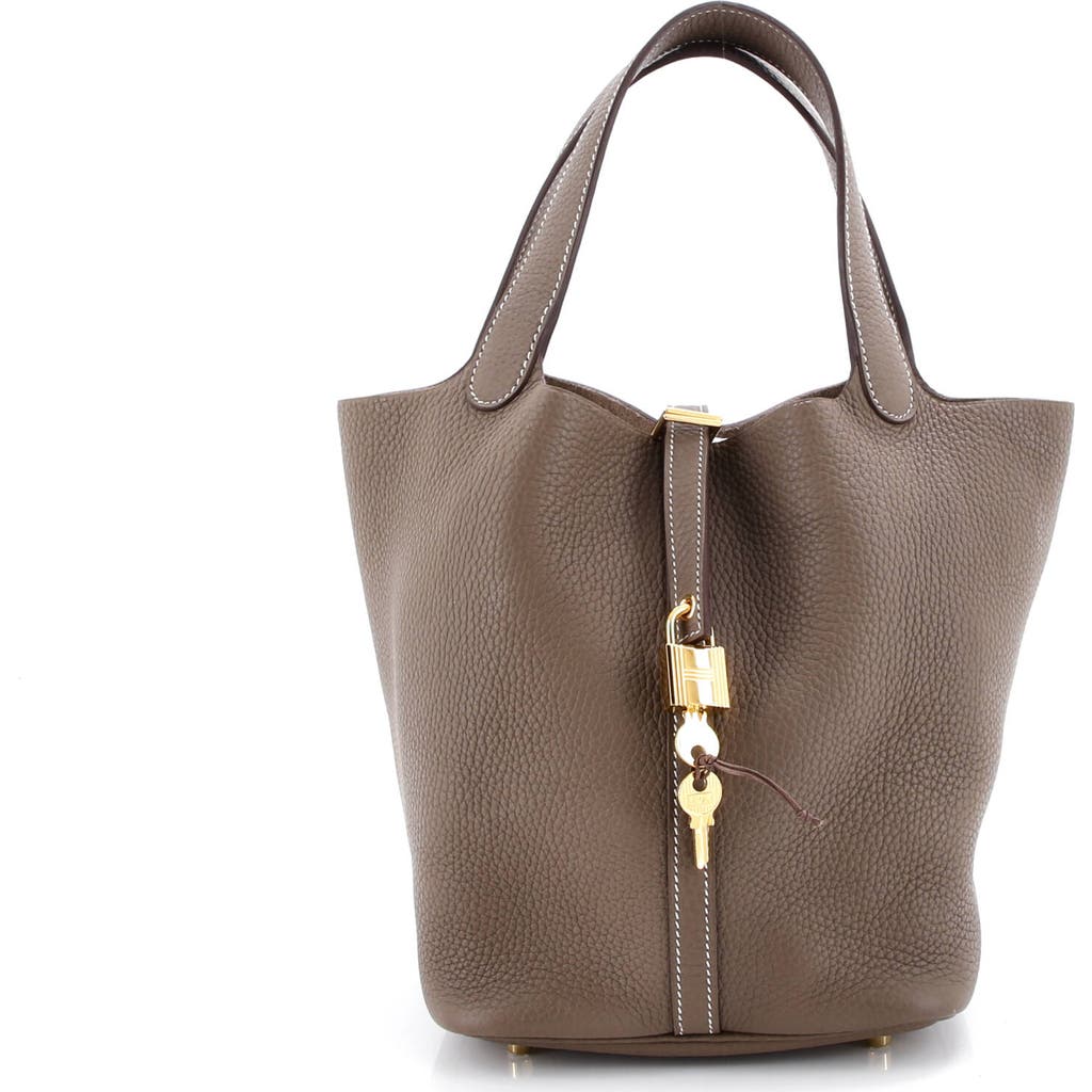 Pre-owned Hermes Hermes Picotin Lock Bag Clemence Mm In Brown