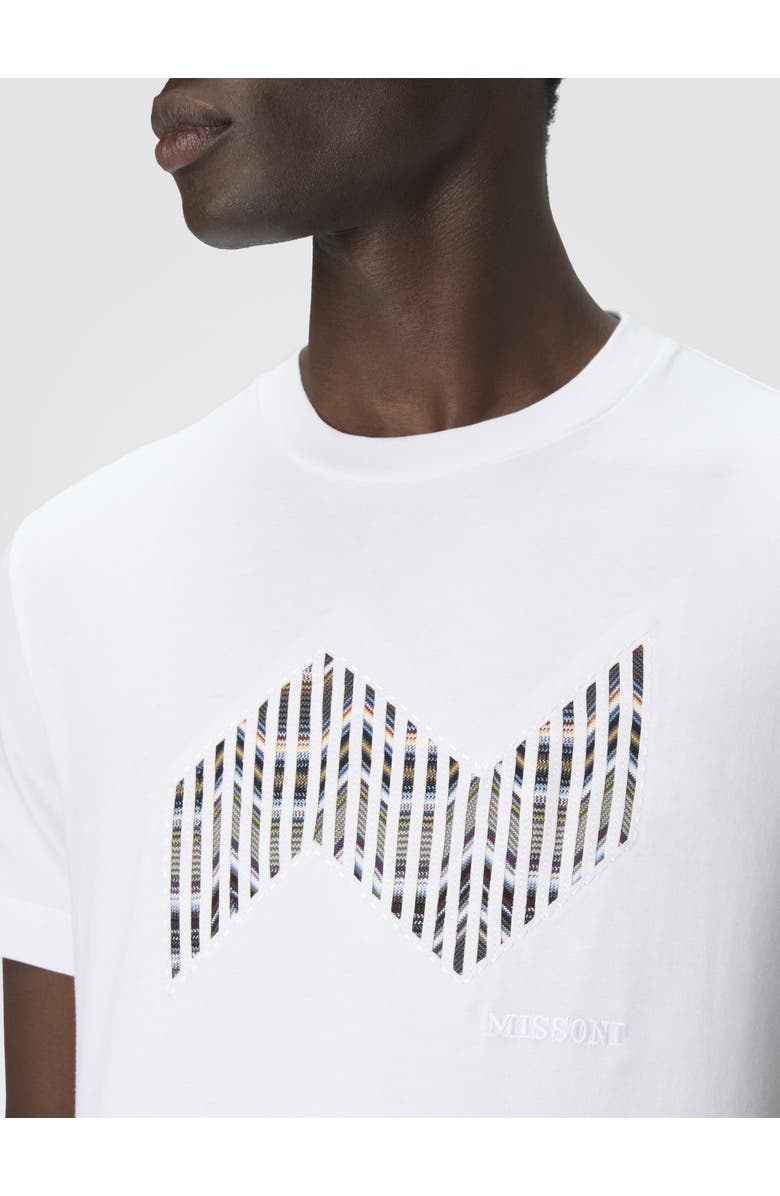 Missoni Short Sleeve T-shirt With Geometric Zigzag Insert And Logo, Alternate, color, Multicoloured