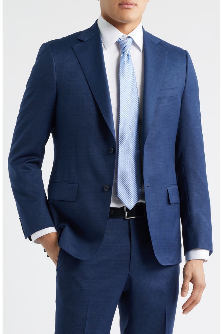 Textured Dark Blue Wool Suit, Alternate, color, BLUE