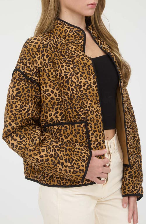 Blu Pepper Leopard Print Puffer Jacket In Brown